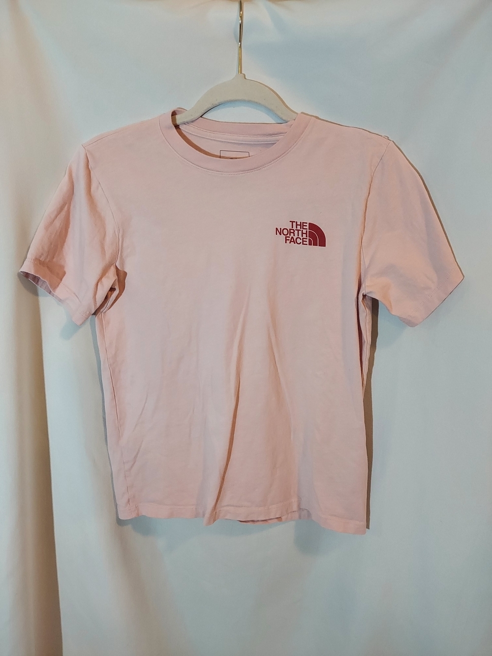 The North Face Light Pink Short Sleeve Tee with Maroon Logo